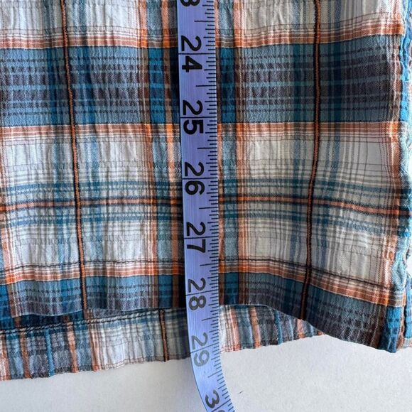 KUHL Mountain Men's Button Up Shirt Size Large Brown Blue Plaid Outdoor Preppy - Picture 7 of 7